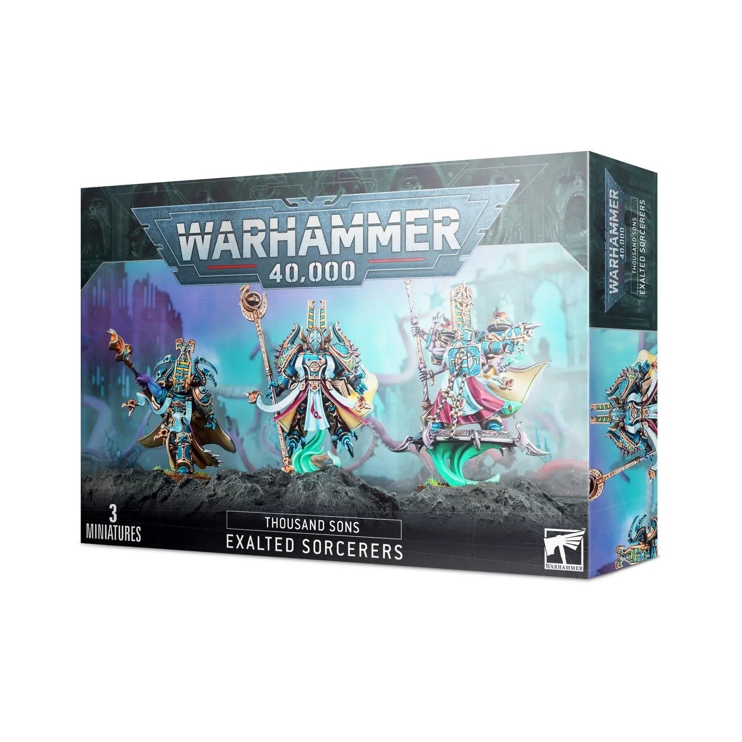 Warhammer 40,000 Thousand Sons Exalted Sorcerers Elite Psyker Unit - 3 Miniatures Boxed Set - MOD Shop LLC