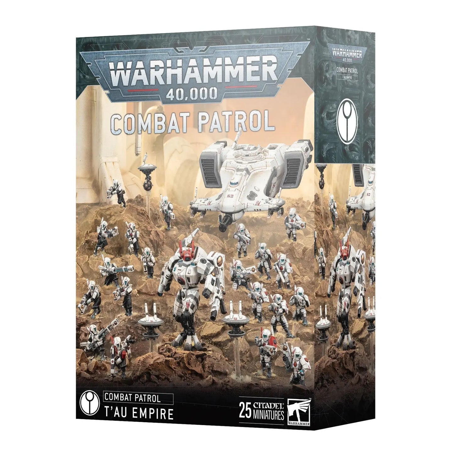 Warhammer 40K Combat Patrol: T'au Empire - Complete Army Starter Set with Commander Battlesuit, Devilfish & Pathfinders - MOD Shop LLC