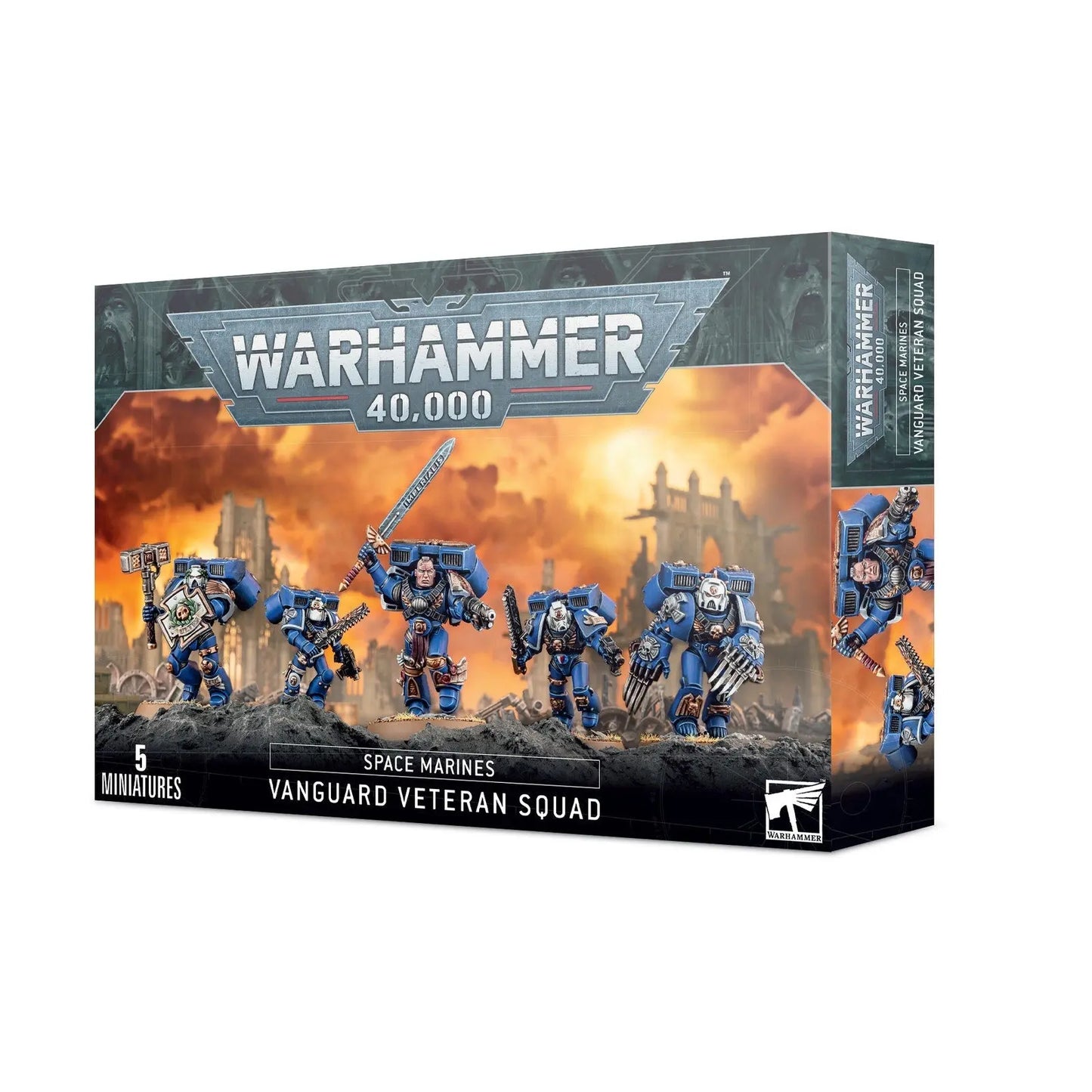 Warhammer 40K Space Marines Vanguard Veteran Squad - 5 Elite Miniatures with Jump Packs & Weapons - Games Workshop Plastic Kit - MOD Shop LLC