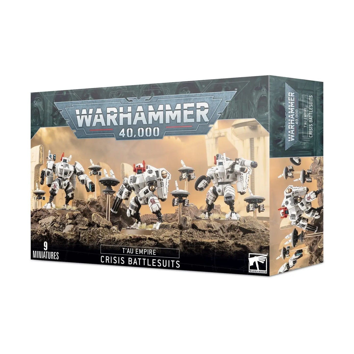 Warhammer 40K T'au Empire XV8 Crisis Battlesuits - 3 Miniatures + 6 Drones Kit | Games Workshop 56 - 07 | Plastic Model Building Set - MOD Shop LLC