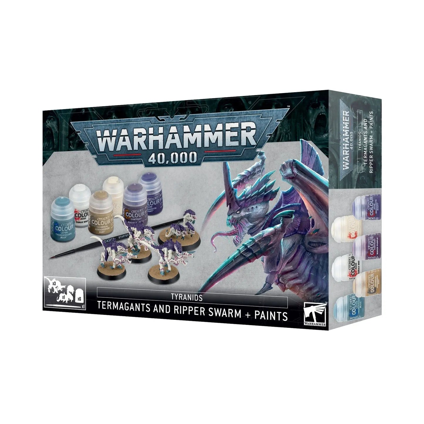Warhammer 40K Tyranids Termagants & Ripper Swarm Paint Set - Complete Starter Kit with 6 Citadel Paints & Brush - MOD Shop LLC