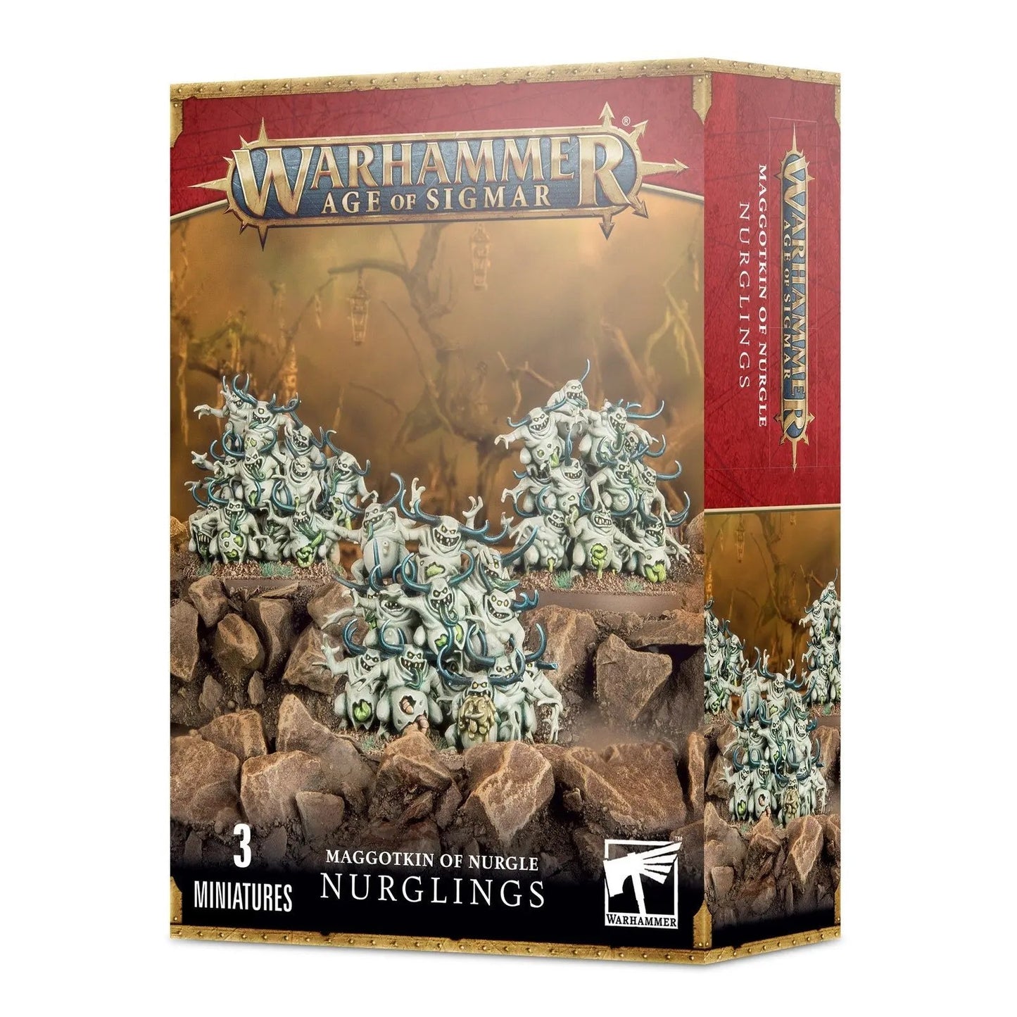 Warhammer Age of Sigmar: Maggotkin of Nurgle Nurglings - Grotesque Miniature Swarm Set (3 Miniature Bases) - MOD Shop LLC