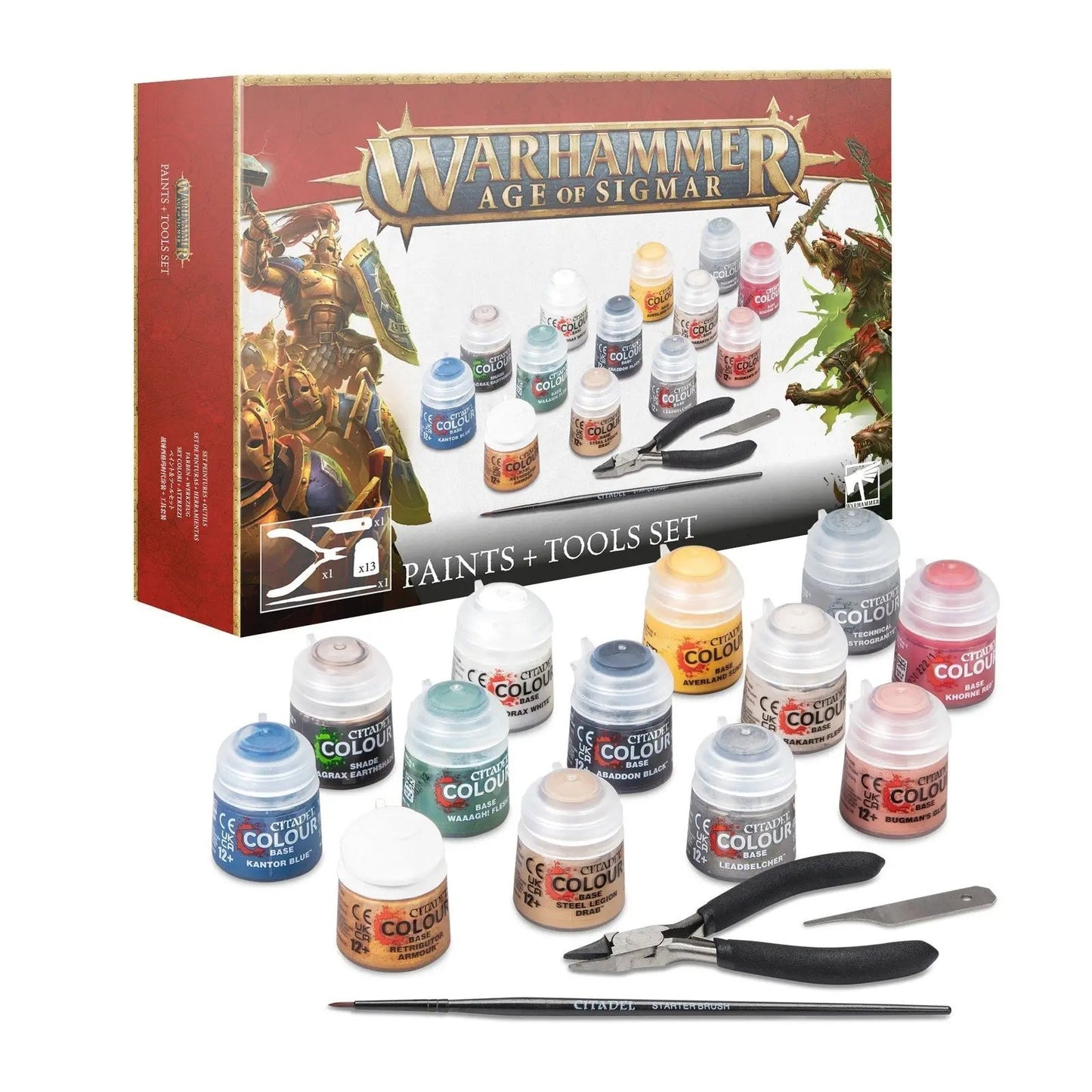 Warhammer Age of Sigmar Paints + Tools Set | Complete Miniature Painting Starter Kit - MOD Shop LLC