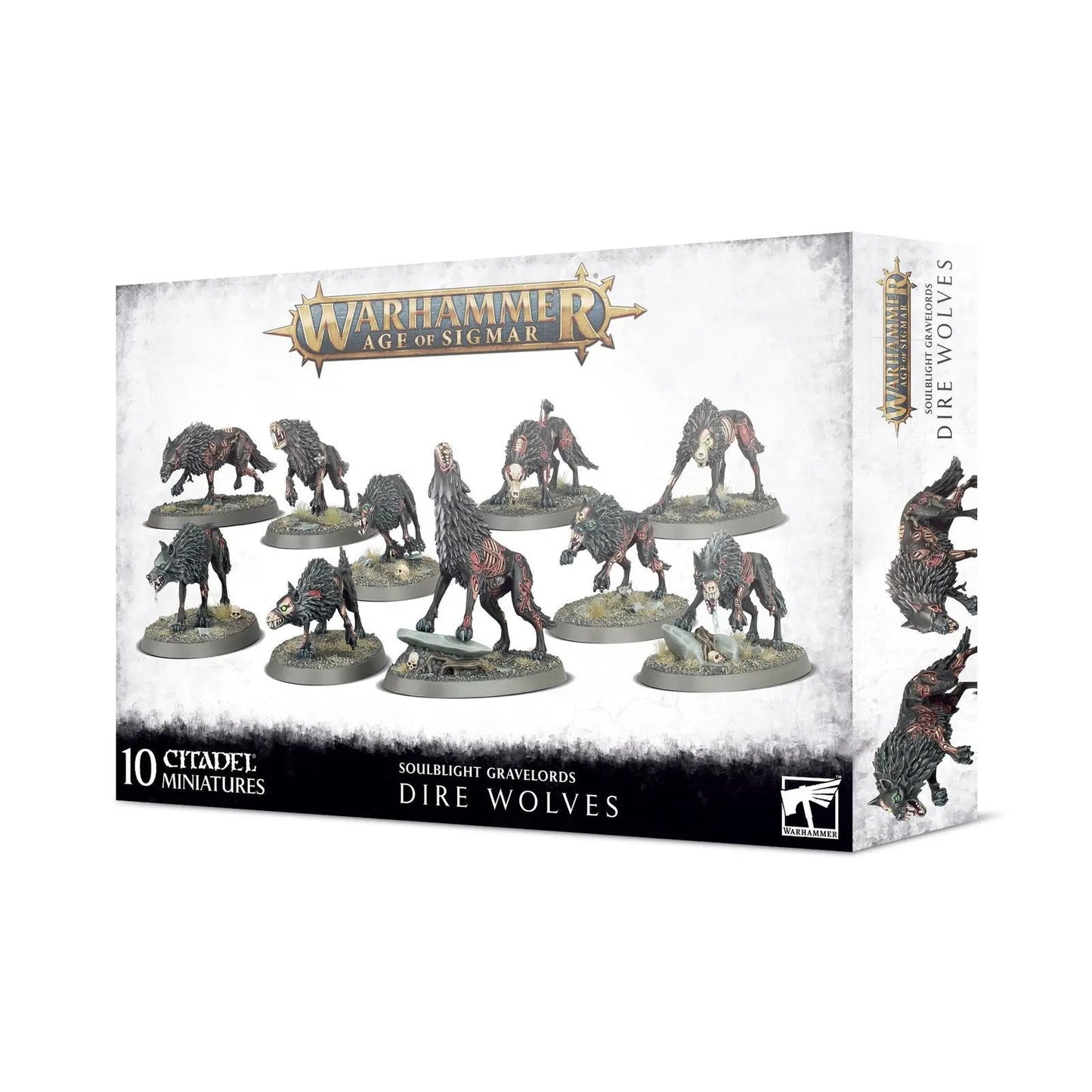 Warhammer Age of Sigmar: Soulblight Gravelords Dire Wolves Miniatures Set - 10 Undead Wolf Figures for Tabletop Gaming - MOD Shop LLC