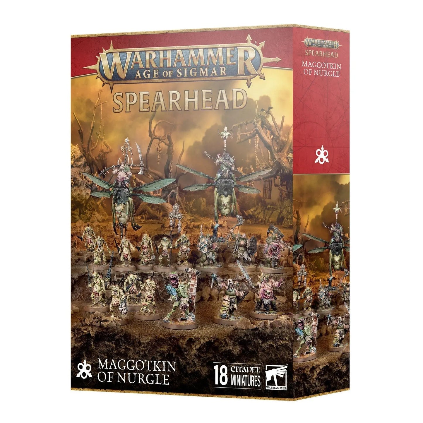 Warhammer Age of Sigmar Spearhead: Maggotkin of Nurgle - Complete Army Starter Set with 18 Miniatures | Putrid Blightkings, Plaguebearers & Pusgoyle Blightlords | Perfect for Beginners & New Players - MOD Shop LLC