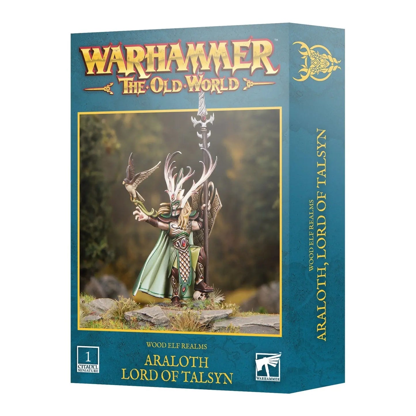 Warhammer Old World Wood Elf Realms Araloth Lord of Talsyn Plastic Miniature Games Workshop Hero Character Kit with Skaryn Hawk - MOD Shop LLC