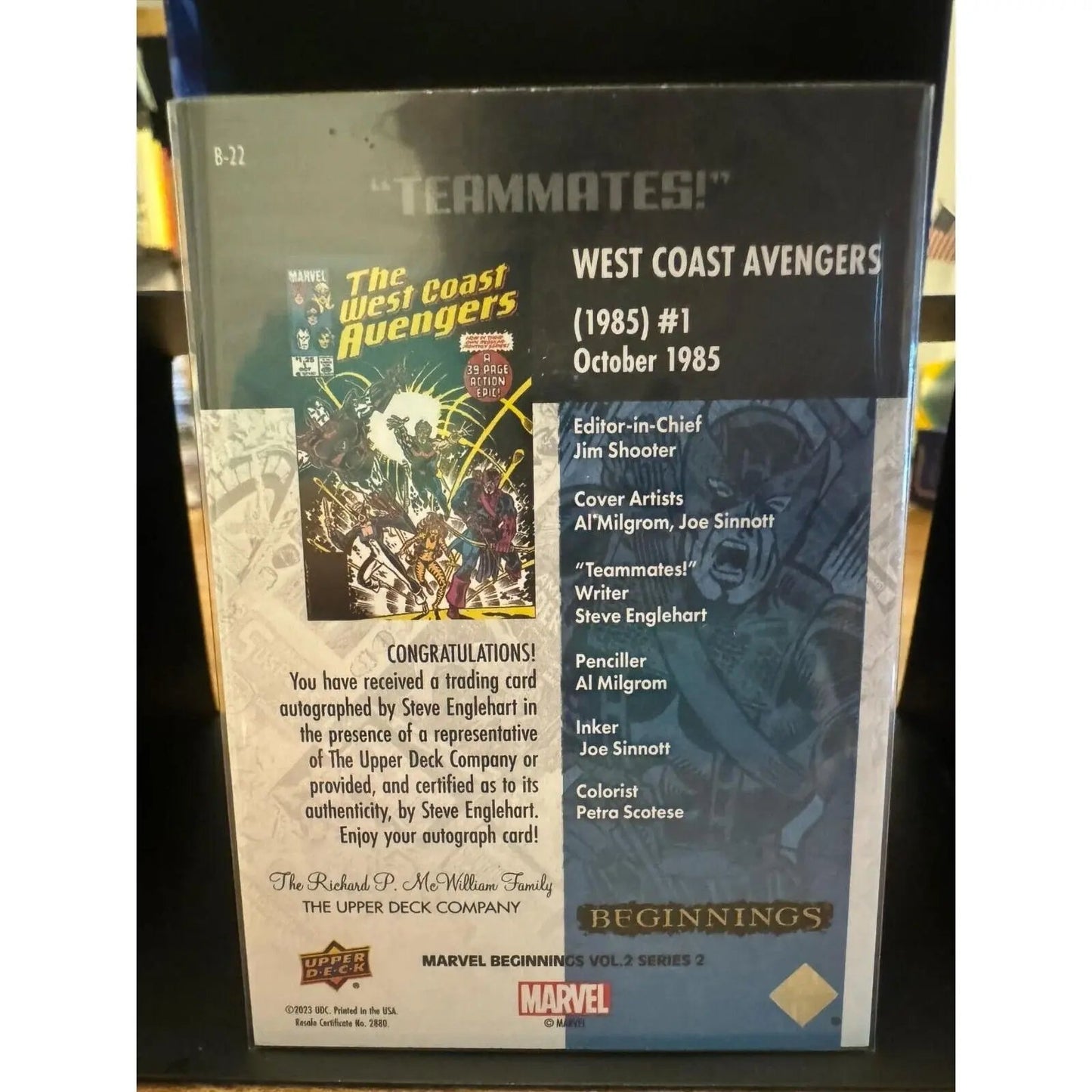 West Coast Avengers Breakthrough Issues AUTO Marvel Beginnings Vol 2 S 2 B - 22 - MOD Shop LLC