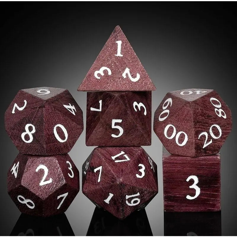 Wooden Dice Purpleheart Wood - Dice Set - 7 pc Set - MOD Shop LLC