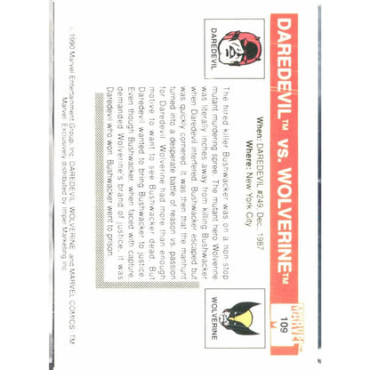 1990 Impel Marvel Universe #109 Daredevil vs. Wolverine - MOD Shop LLC