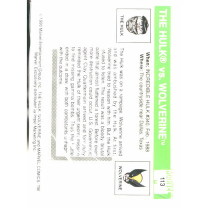 1990 Impel Marvel Universe #113 The Hulk vs. Wolverine - MOD Shop LLC
