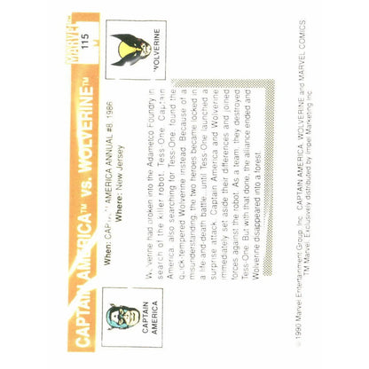 1990 Impel Marvel Universe #115 Captain America vs. Wolverine - MOD Shop LLC