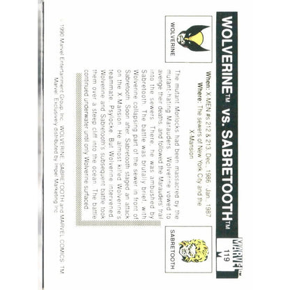 1990 Impel Marvel Universe #119 Wolverine / Sabretooth - MOD Shop LLC