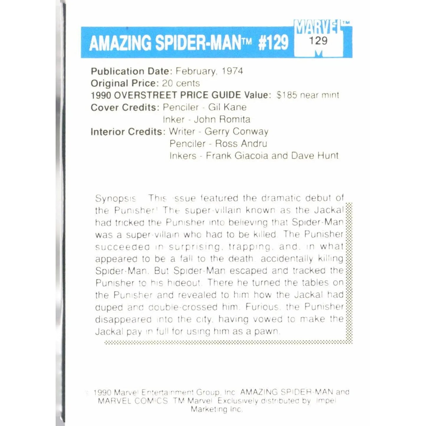 1990 Impel Marvel Universe #129 Amazing Spider - Man #129 - MOD Shop LLC