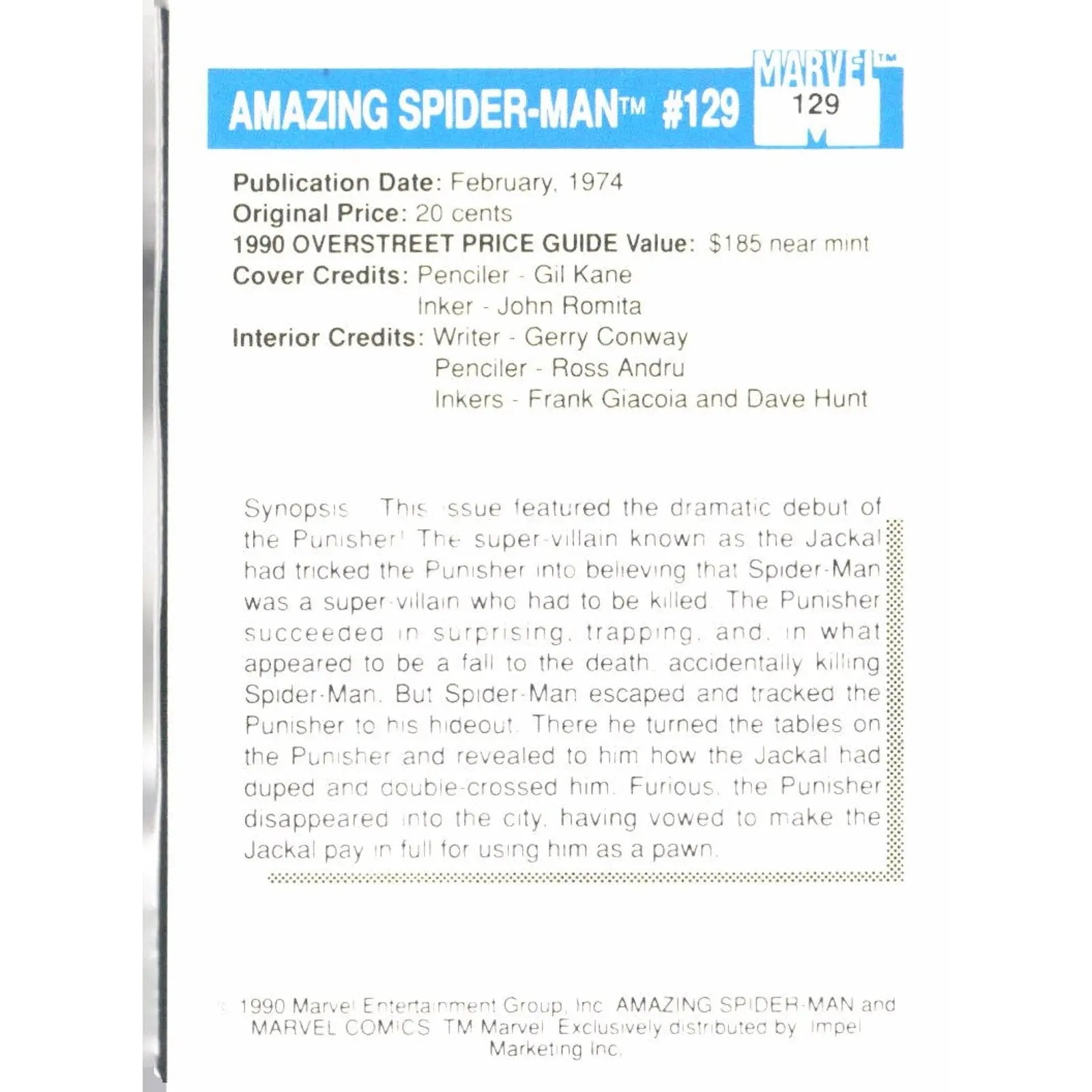 1990 Impel Marvel Universe #129 Amazing Spider - Man #129 - MOD Shop LLC