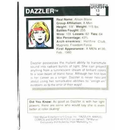 1990 Impel Marvel Universe #13 Dazzler - MOD Shop LLC