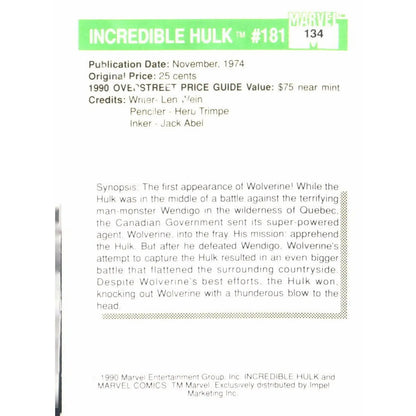 1990 Impel Marvel Universe #134 Incredible Hulk #181 - MOD Shop LLC