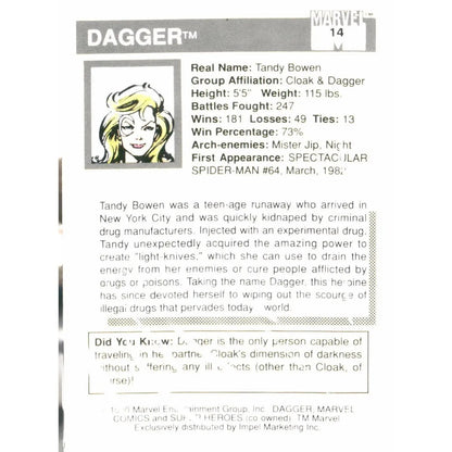 1990 Impel Marvel Universe #14 Dagger - MOD Shop LLC