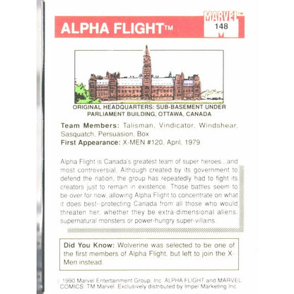 1990 Impel Marvel Universe #148 Alpha Flight - MOD Shop LLC