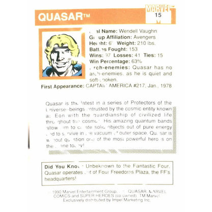 1990 Impel Marvel Universe #15 Quasar - MOD Shop LLC