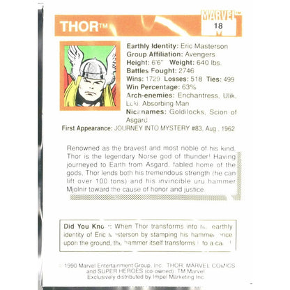 1990 Impel Marvel Universe #18 Thor - MOD Shop LLC