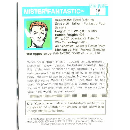 1990 Impel Marvel Universe #19 Mister Fantastic - MOD Shop LLC