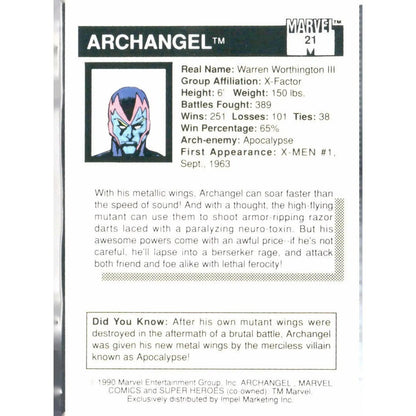 1990 Impel Marvel Universe #21 Archangel - MOD Shop LLC