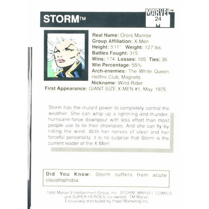 1990 Impel Marvel Universe #24 Storm - MOD Shop LLC