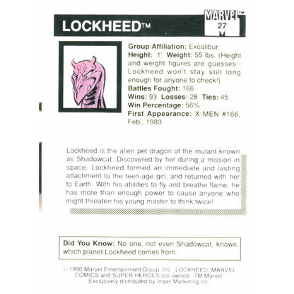 1990 Impel Marvel Universe #27 Lockheed - MOD Shop LLC