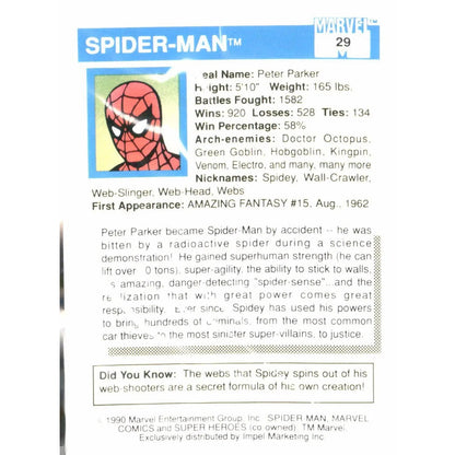1990 Impel Marvel Universe #29 Spider - Man - MOD Shop LLC
