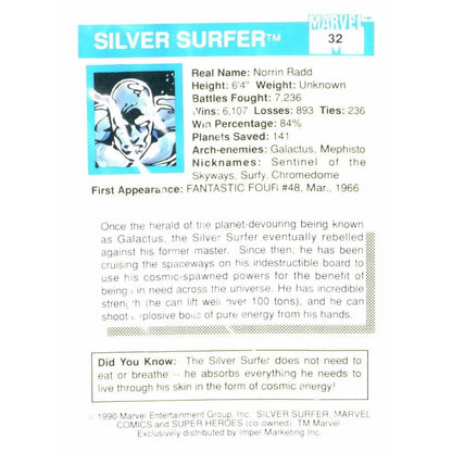 1990 Impel Marvel Universe #32 Silver Surfer - MOD Shop LLC