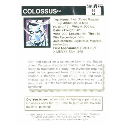 1990 Impel Marvel Universe #36 Colossus - MOD Shop LLC