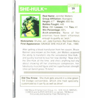 1990 Impel Marvel Universe #39 She - Hulk - MOD Shop LLC
