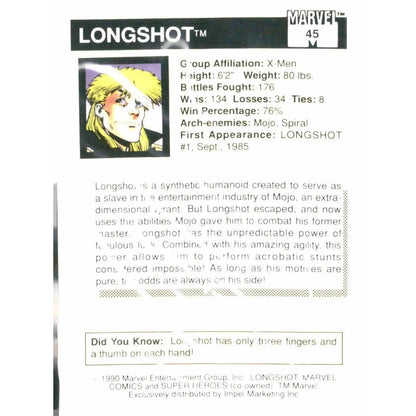 1990 Impel Marvel Universe #45 Longshot - MOD Shop LLC
