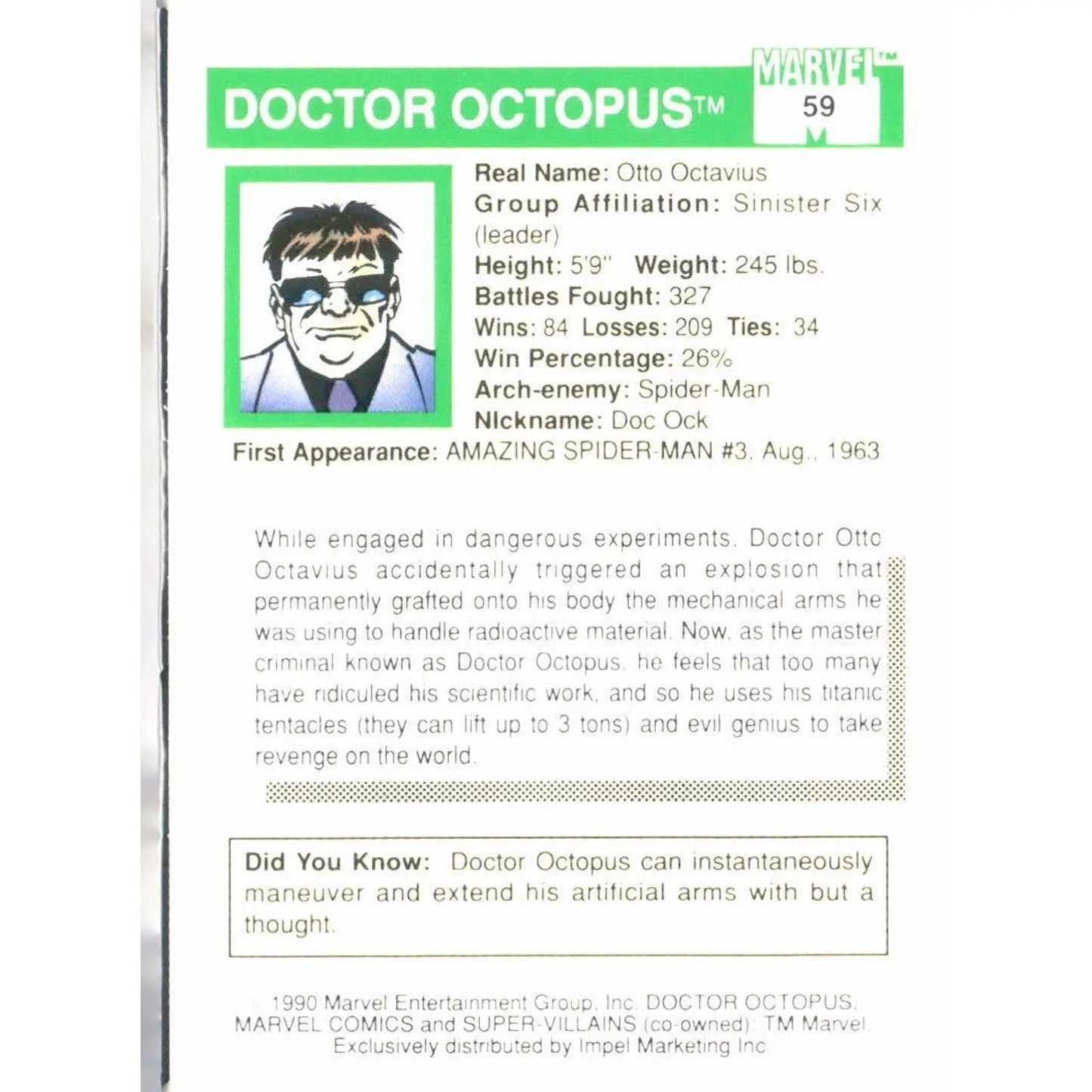 1990 Impel Marvel Universe #59 Doctor Octopus - MOD Shop LLC