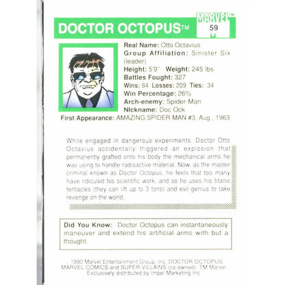 1990 Impel Marvel Universe #59 Doctor Octopus - MOD Shop LLC
