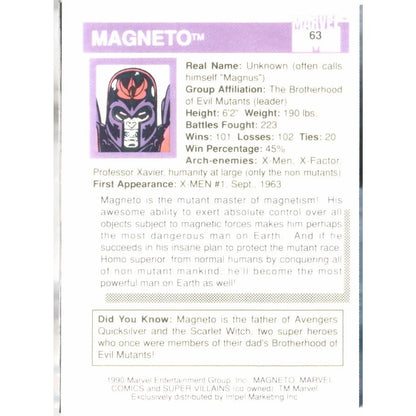 1990 Impel Marvel Universe #63 Magneto - MOD Shop LLC