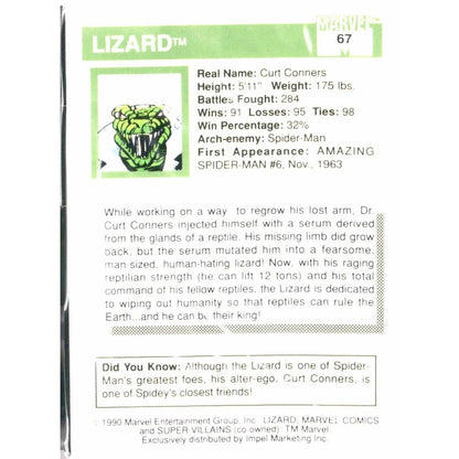 1990 Impel Marvel Universe #67 Lizard - MOD Shop LLC