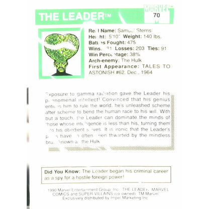 1990 Impel Marvel Universe #70 The Leader - MOD Shop LLC