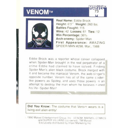 1990 Impel Marvel Universe #73 Venom - MOD Shop LLC