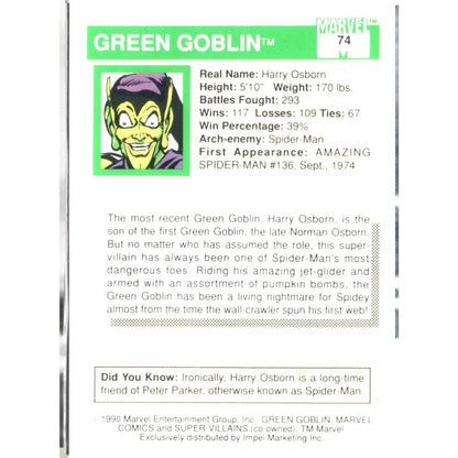 1990 Impel Marvel Universe #74 Green Goblin - MOD Shop LLC