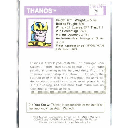 1990 Impel Marvel Universe #79 Thanos - MOD Shop LLC
