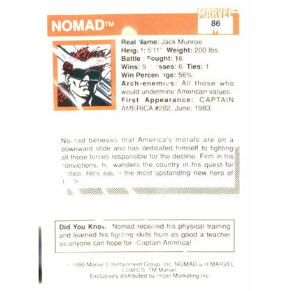 1990 Impel Marvel Universe #86 Nomad - MOD Shop LLC