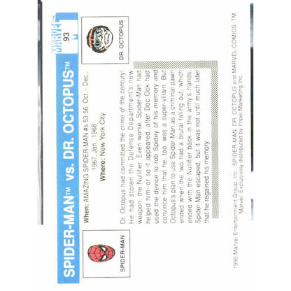 1990 Impel Marvel Universe #93 Spider - Man / Dr. Octopus - MOD Shop LLC