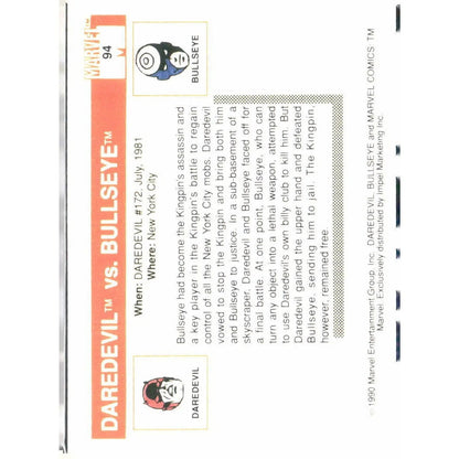 1990 Impel Marvel Universe #94 Daredevil vs. Bullseye - MOD Shop LLC