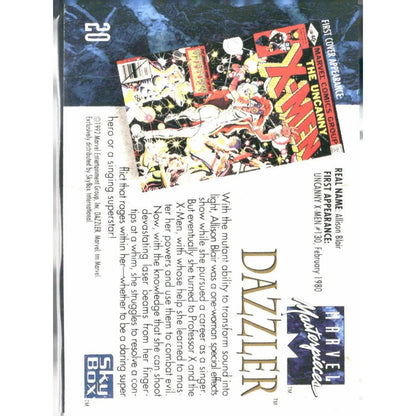 1992 SkyBox Marvel Masterpieces #20 Dazzler - MOD Shop LLC
