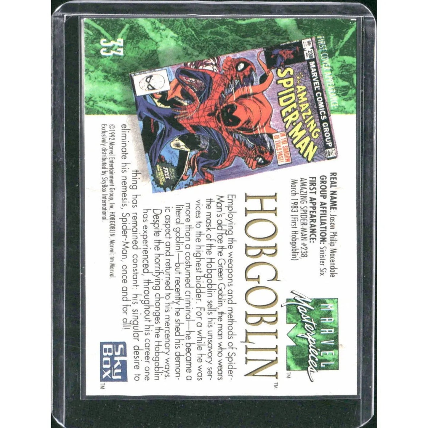 1992 SkyBox Marvel Masterpieces #33 Hobgoblin - MOD Shop LLC