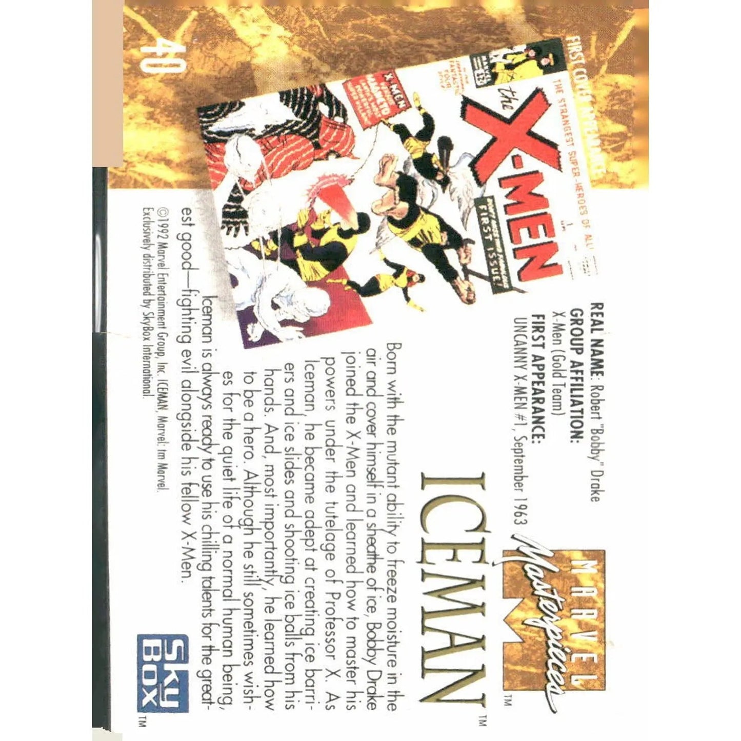 1992 SkyBox Marvel Masterpieces #40 Iceman - MOD Shop LLC