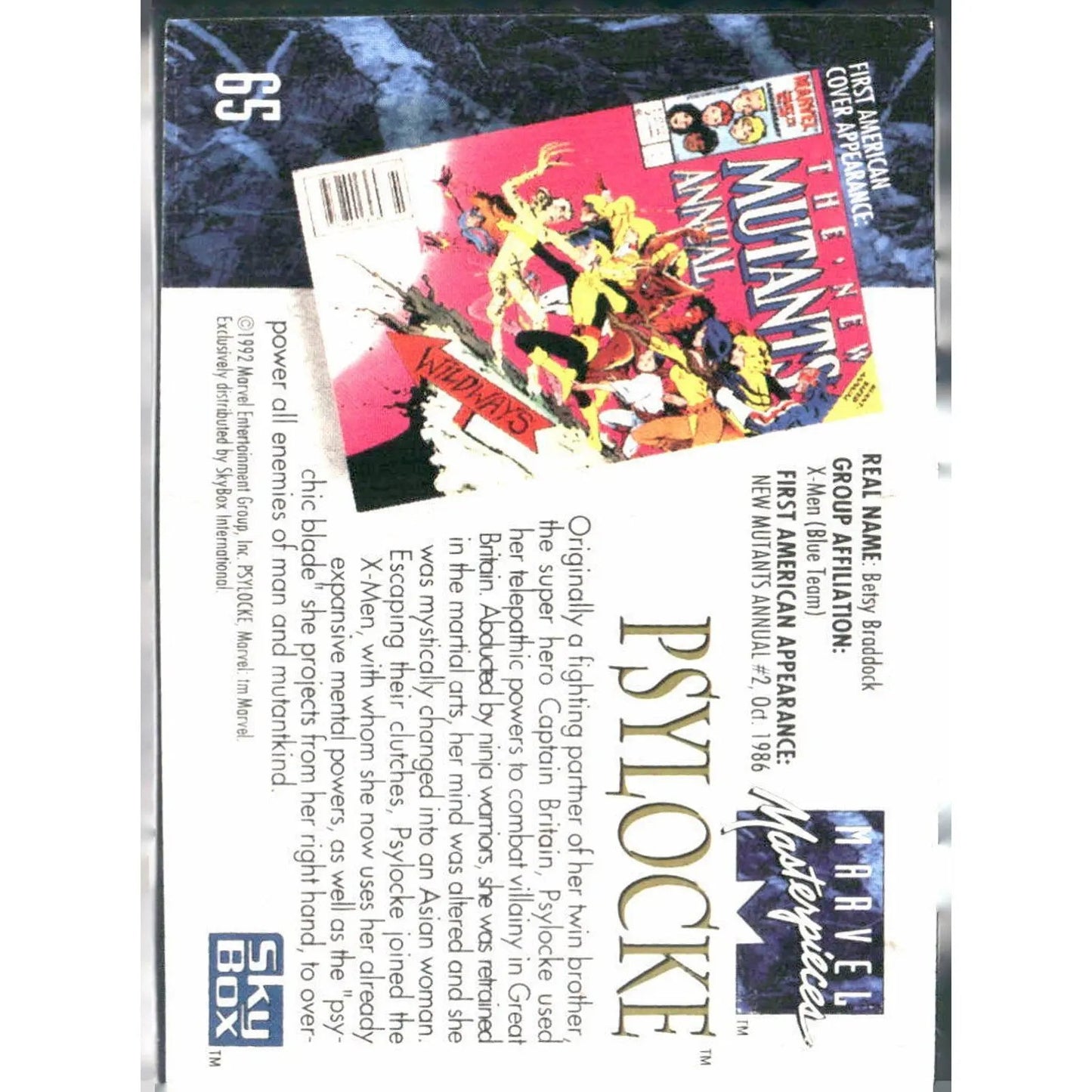 1992 SkyBox Marvel Masterpieces #65 Psylocke - MOD Shop LLC