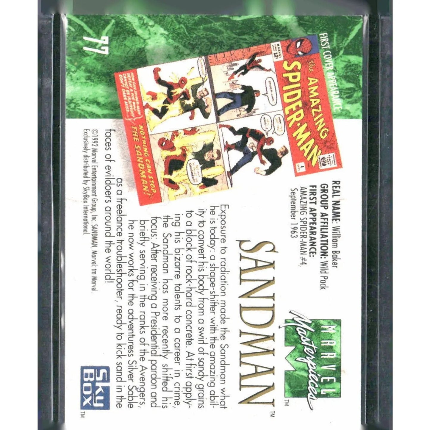 1992 SkyBox Marvel Masterpieces #77 Sandman - MOD Shop LLC