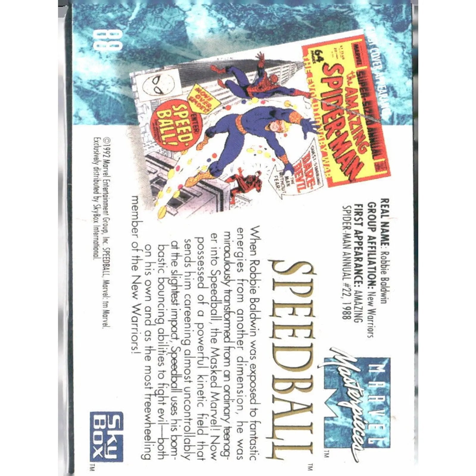1992 SkyBox Marvel Masterpieces #88 Speedball - MOD Shop LLC